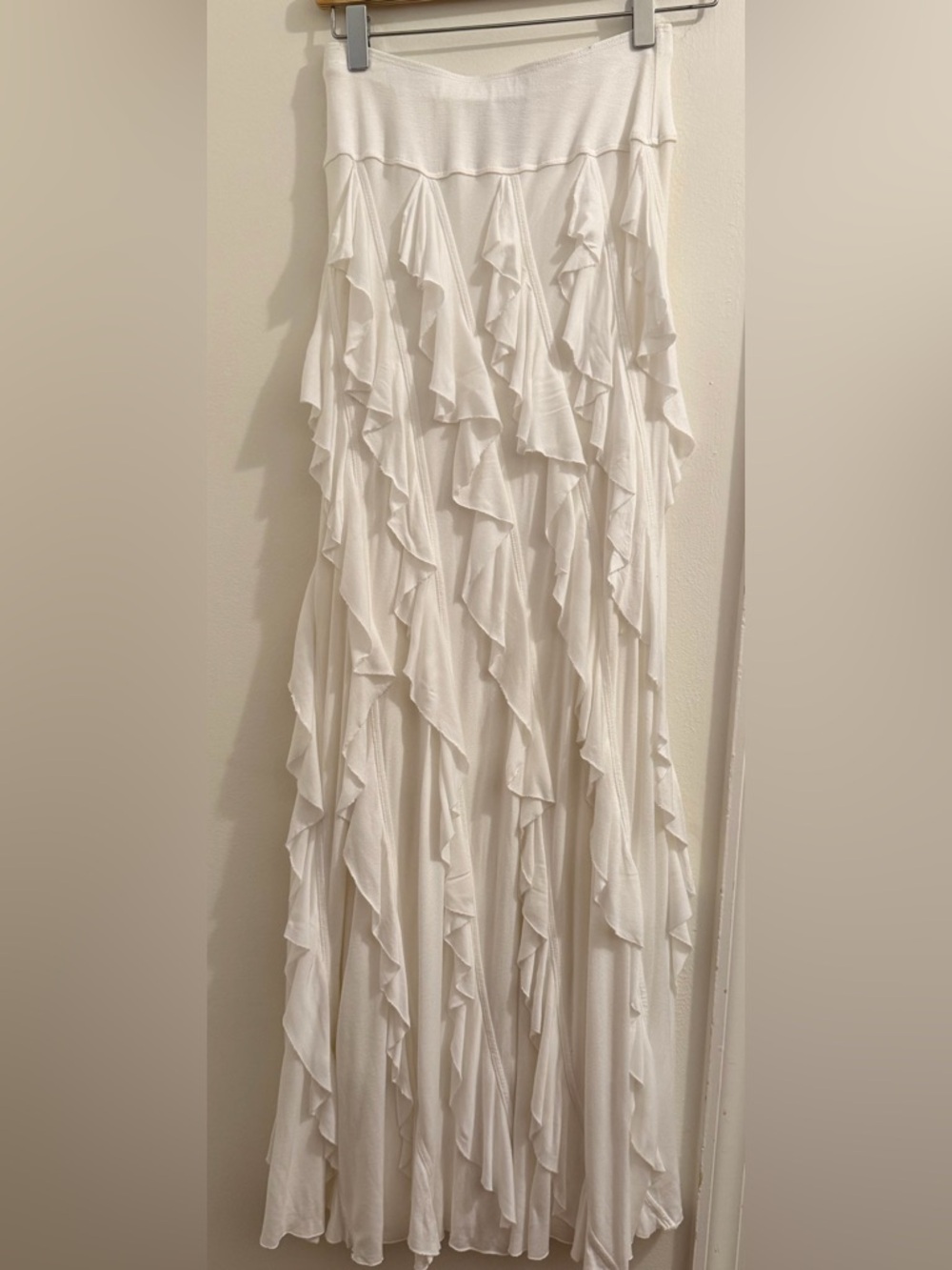 INC International Concepts Vintage White Ruffle Tiered Maxi Skirt